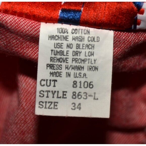 Vintage Ladies 14 L Red Denim Maxi Skirt Elastic Waist Modest Western Prairie - Picture 10 of 11